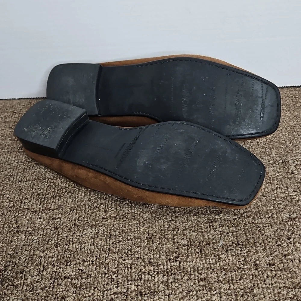 Stuart Weitzman Brown Suede Leather Mules Slides Loafers Sz 8 Womens